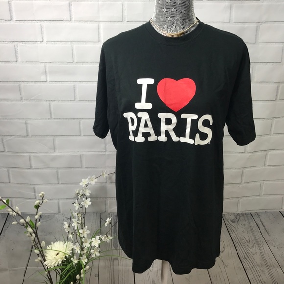 I ❤️ Paris Tee Shirt Black Red - Picture 2 of 6